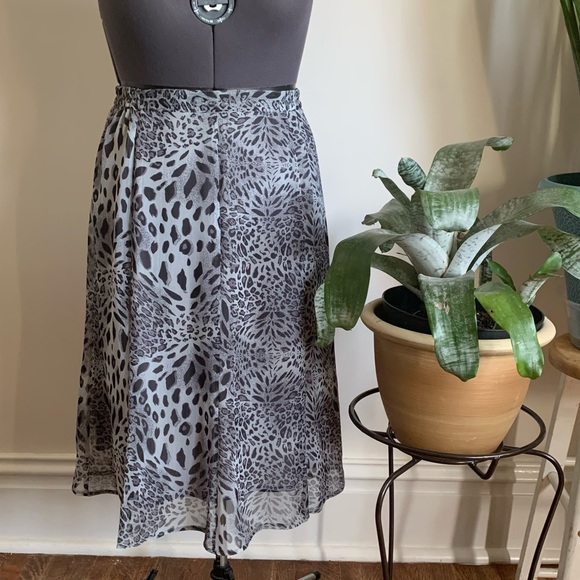 Unbranded grey animal print flown midi skirt - Picture 1 of 7